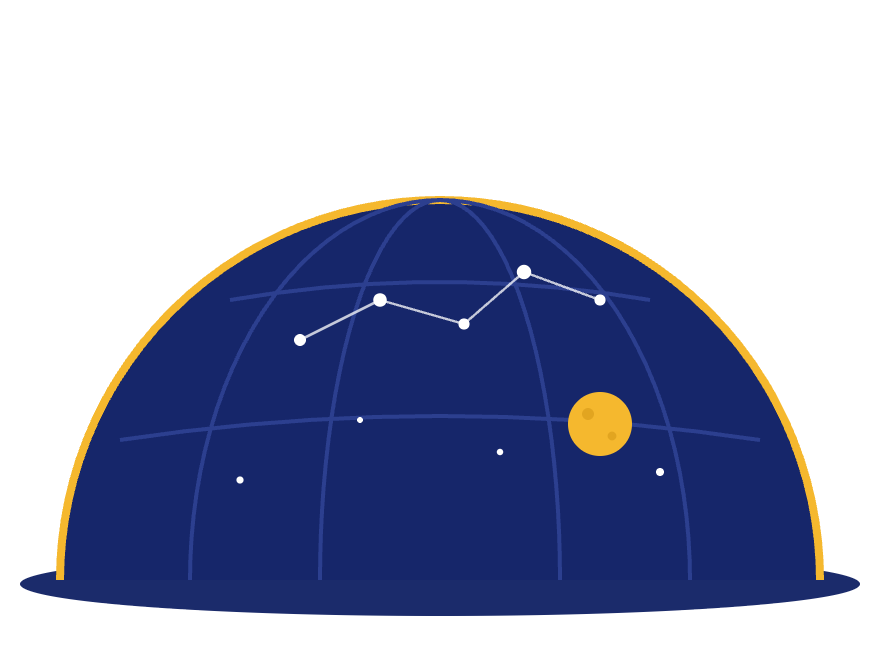 Ilustracja: kopuła planetarium z gwiazdami